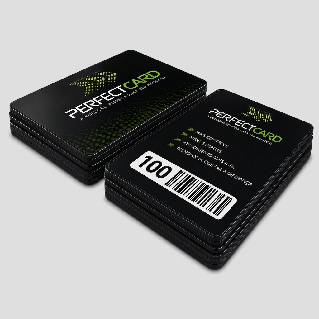 Comandas eletrônicas personalizadas com a logo Perfect Card, código de barras e QR Code